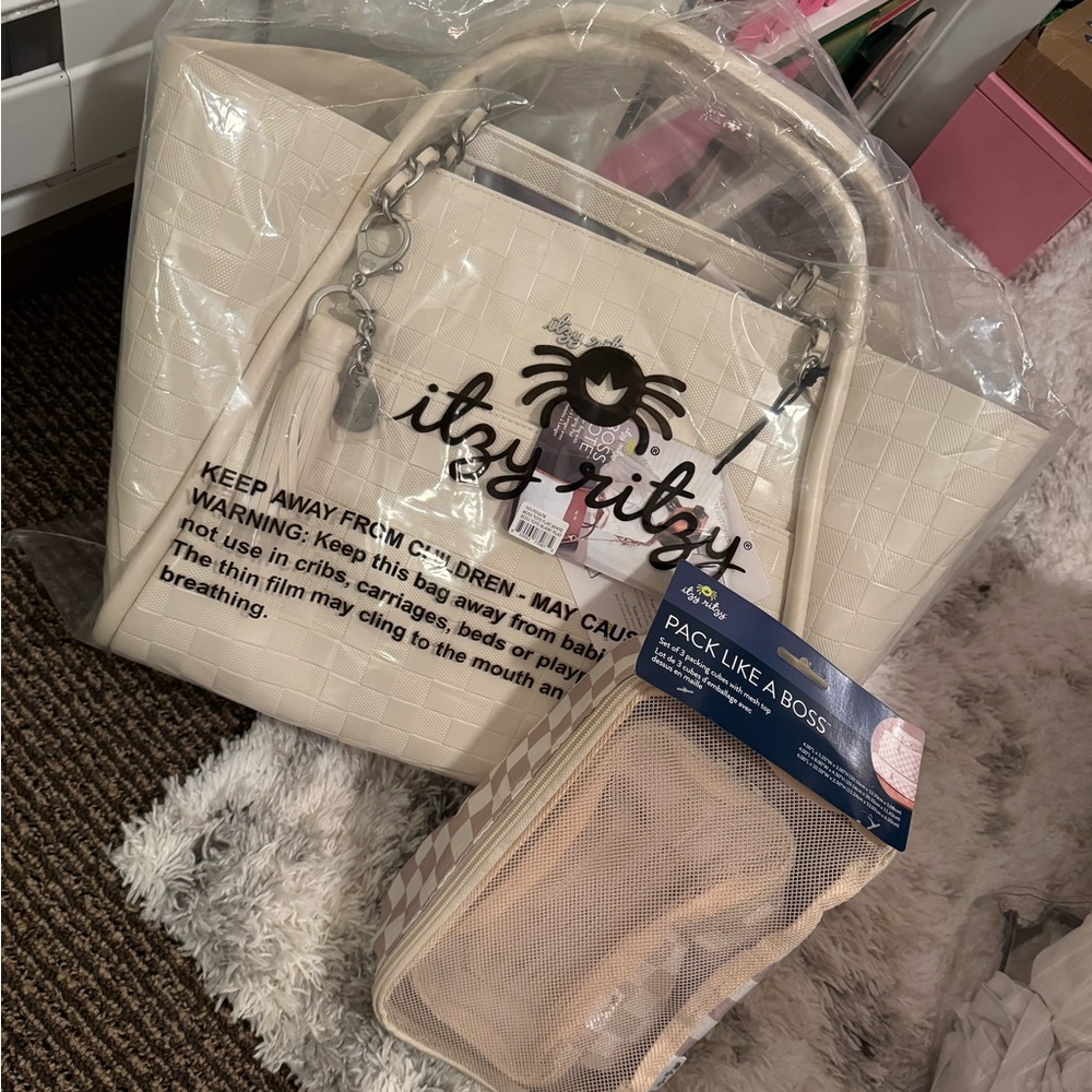 Itzy Ritzy Limited Edition Flat White Checkers Boss Tote